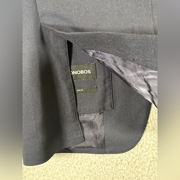 BONOBOS Navy Blue Knit Wool Sportcoat Blazer Athletic Cut 36s Lanificio Comero - Picture 16 of 16